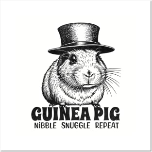 Guinea pig squeaks and snuggly cheeks. Groovy Retro Guineapig design Posters and Art